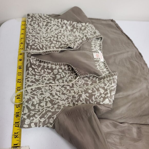 Sundance Womens Silk Embroidered Top Size XS Brown Boho Gypsy Artsy Lightweight - Picture 6 of 9